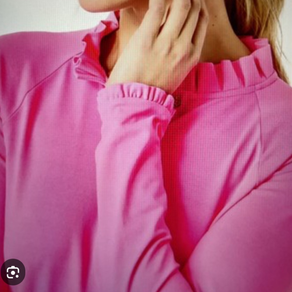 NWT Lilly Pulitzer Luxletic Hutton Polo SPF 50 Lilac Rose Ruffled Top Size XL - Picture 4 of 5